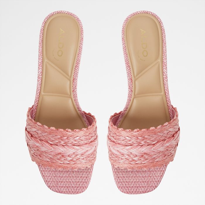 Mules en rosa, tacón bloque - CLAUDINA