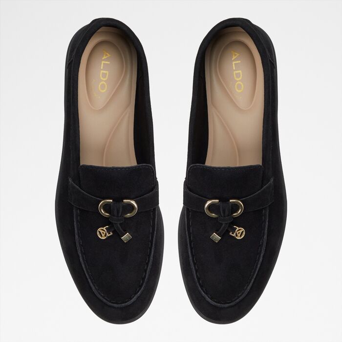 Mocassins rasos em pele preto - CRERAS