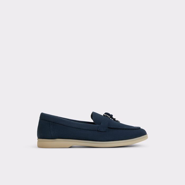 Mocasines planos en piel azul marino - CRERAS