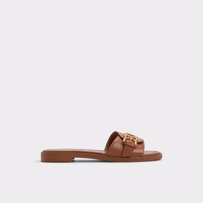 Sandalias planas en piel coñac - DALLAEDAR