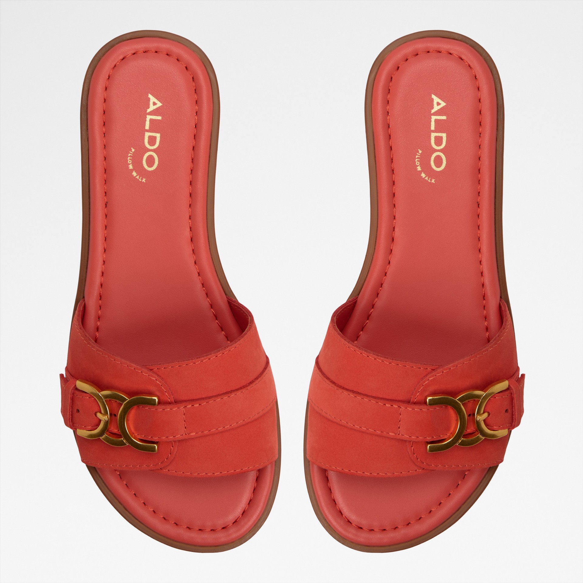 Sandalias planas para mujer en piel rojo DALLAEDAR610001031 - Main Image