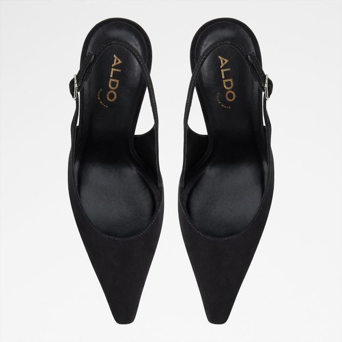Zapatos de salón en piel negro, tacón embudo - DAPHNEA