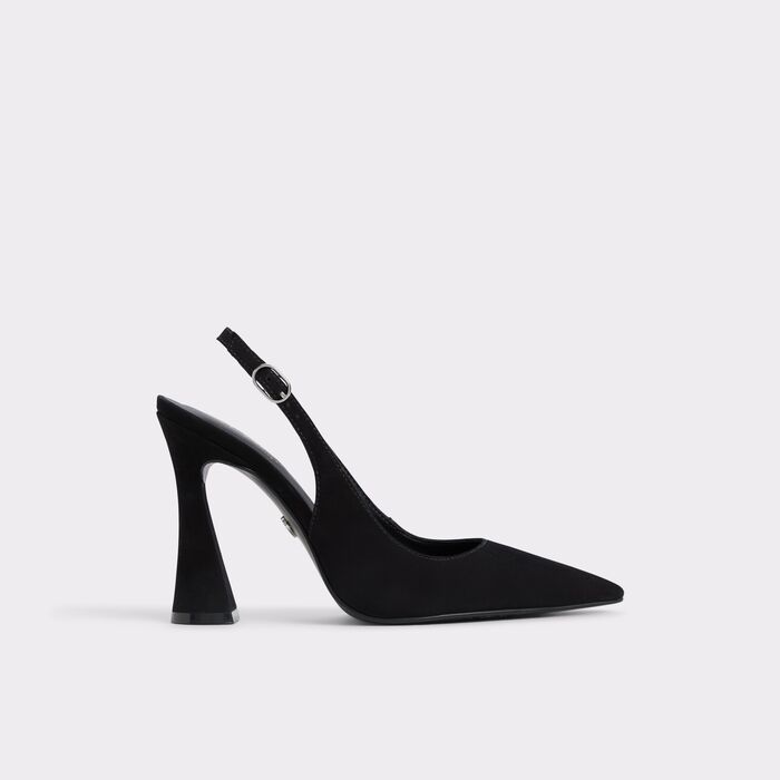 Zapatos de salón en piel negro, tacón embudo - DAPHNEA