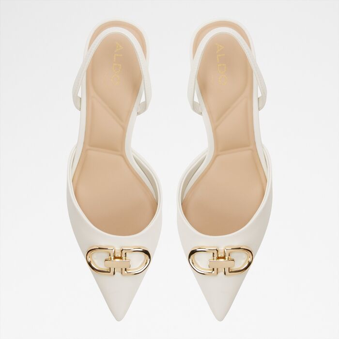 Sapatos em branco, salto em funil - DELICAT
