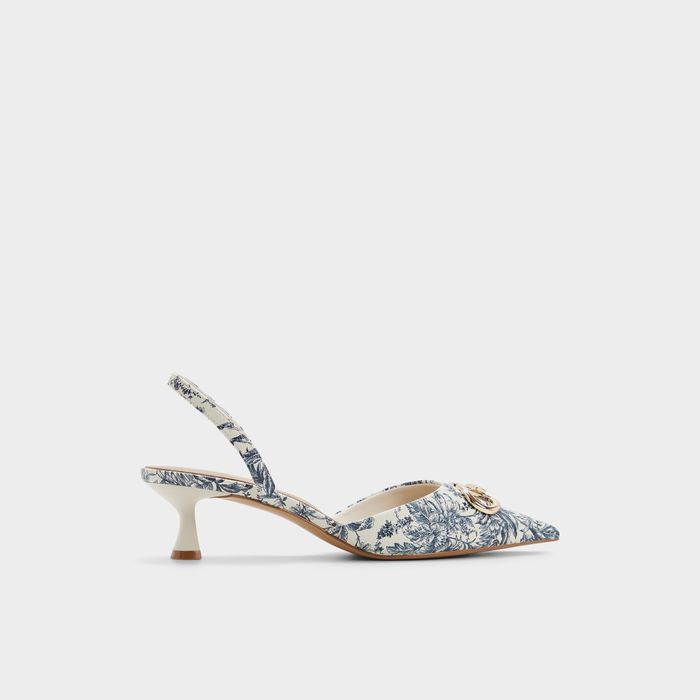Zapatos de salón en blanco, tacón embudo - DELICAT