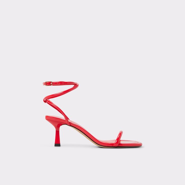 Sandalias en barniz rojo, tacón de aguja - DEMMI