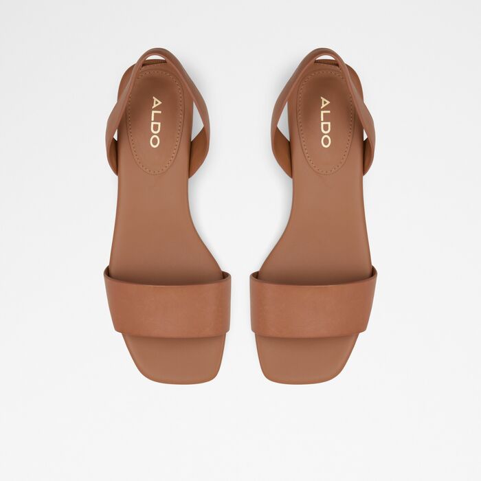 Sandalias planas en piel coñac - DORENNA