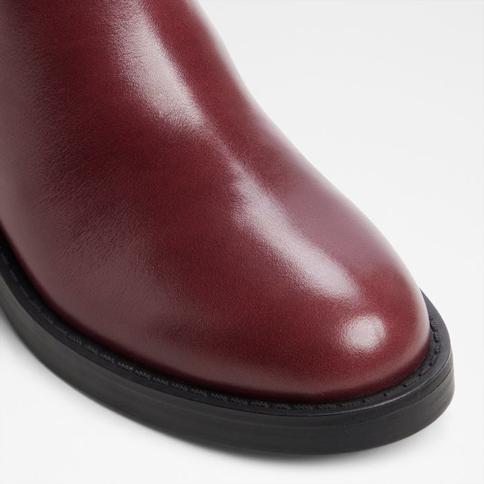 Botas de cano alto rasas em pele bordô - ELEANER