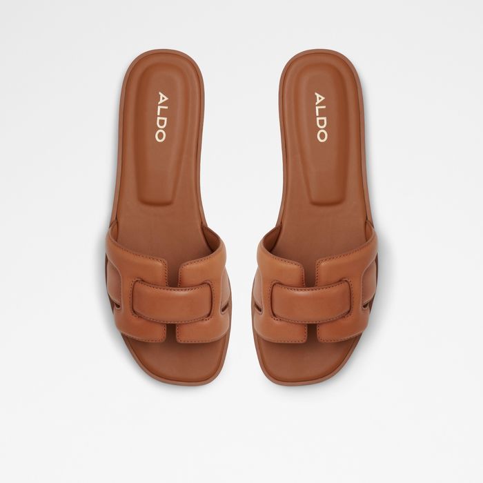 Sandalias planas ALDO para mujer, en piel, en coñac y de punta cuadrada ELENAA 210001043