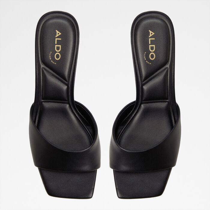Mules en negro, tacón embudo - ENCHANTING