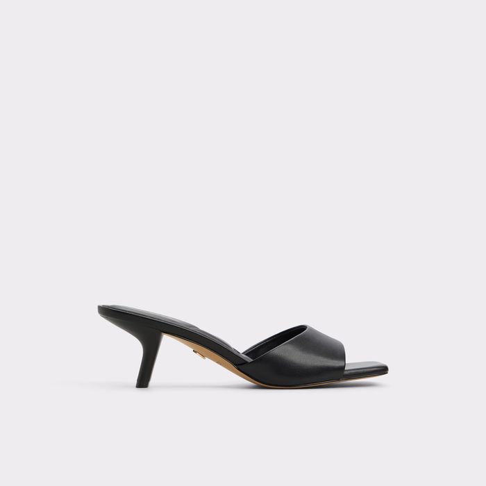Mules en negro, tacón embudo - ENCHANTING