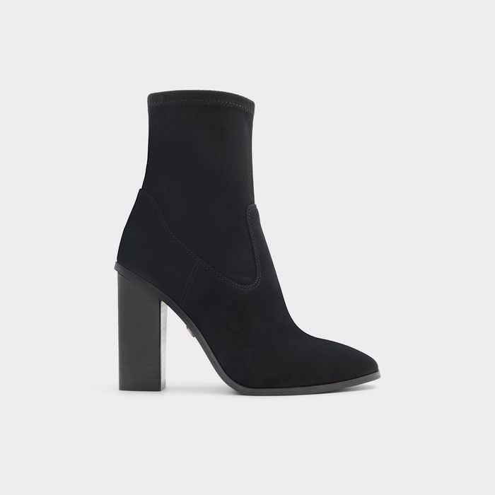 Botines en piel negro, tacón bloque - FARABRIREL