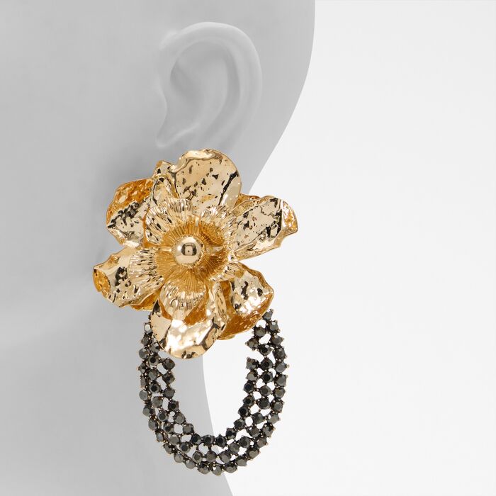 Pendientes largos en oro - FLORABELLA