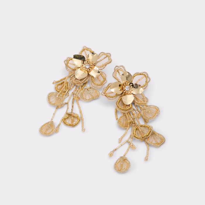 Brincos longos em dourado - FLORIFY