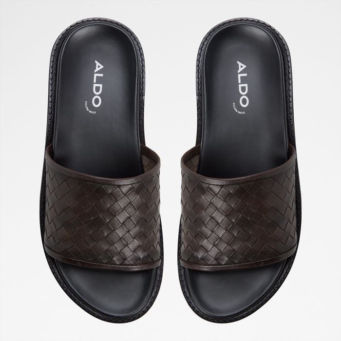Chanclas en piel marrón - FONTI