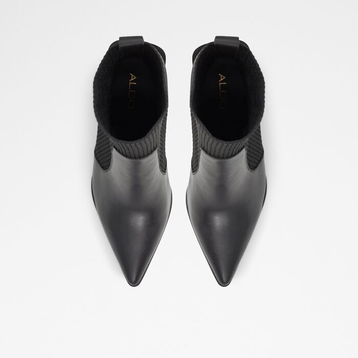 Botines ALDO para mujer, en piel, en negro, con tacón bloque, de punta afilada y estructura de calcetín GANINA 001001043