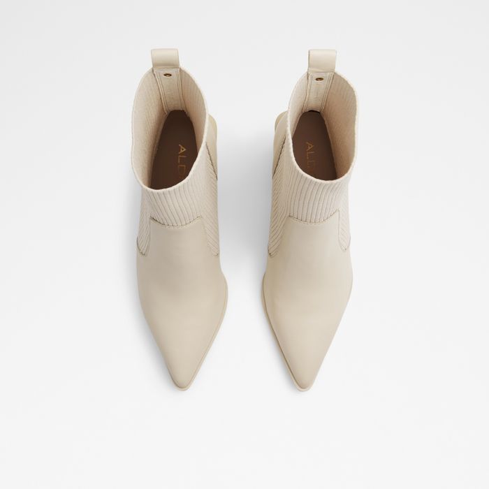 Botines en piel blanco, tacón bloque - GANINA