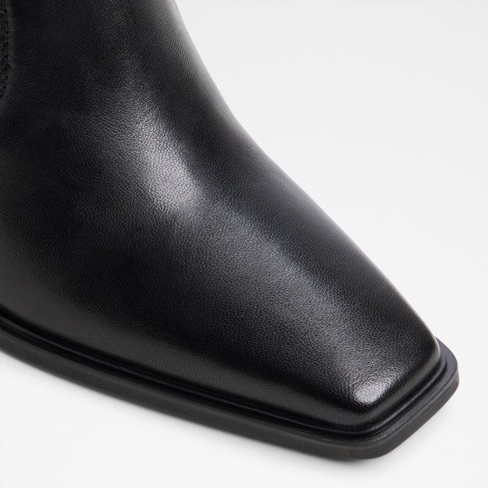 Botines en piel negro, tacón bloque - GANINIA