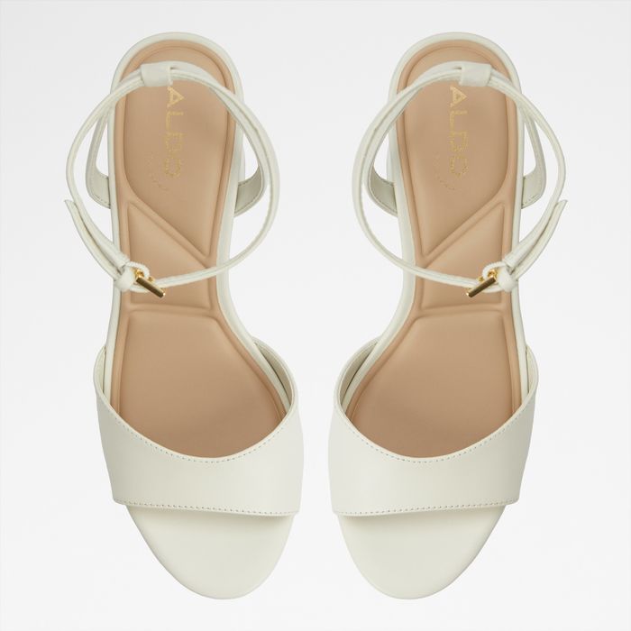 Sandalias en piel blanco, tacón bloque - GRACIOUS
