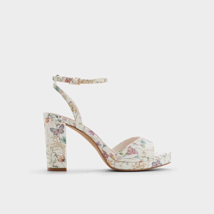 Sandalias en blanco, tacón bloque - GRACIOUS