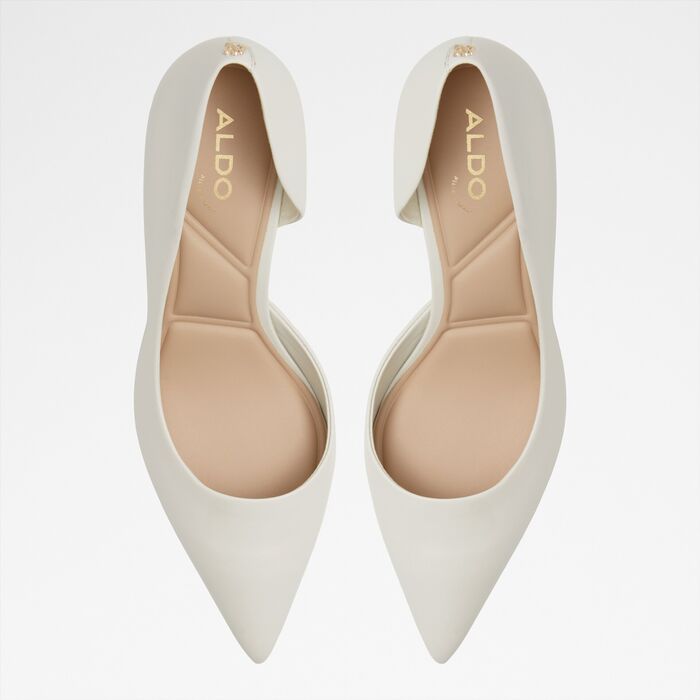 Zapatos de salón en piel blanco, tacón embudo - GRAYWIEN