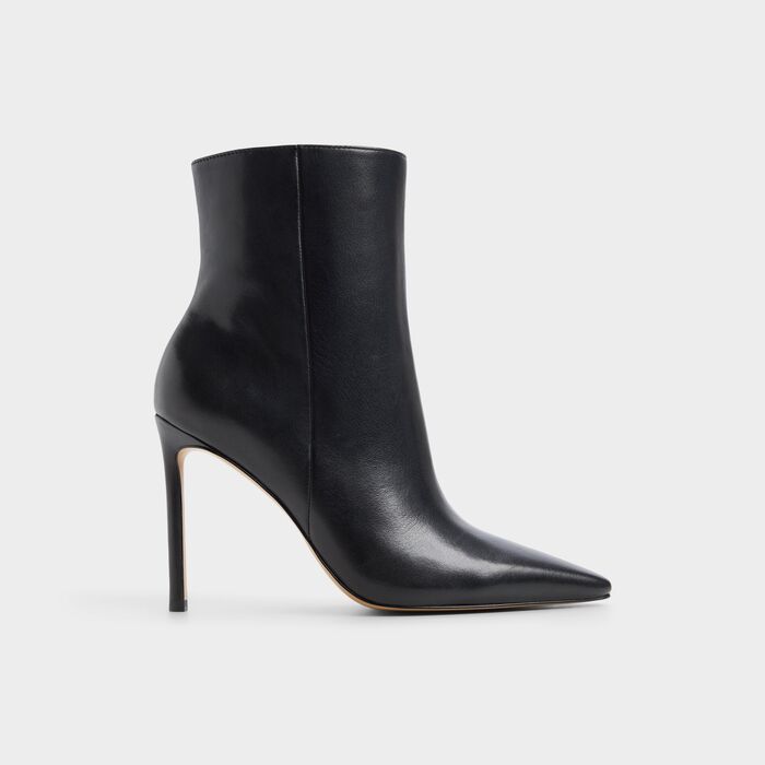 Botins em pele preto, salto fino - GUAVABERRY