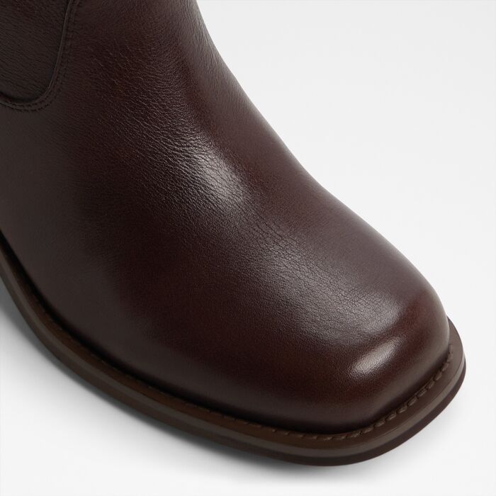 Botins em pele castanho, salto em bloco - HAVERLY