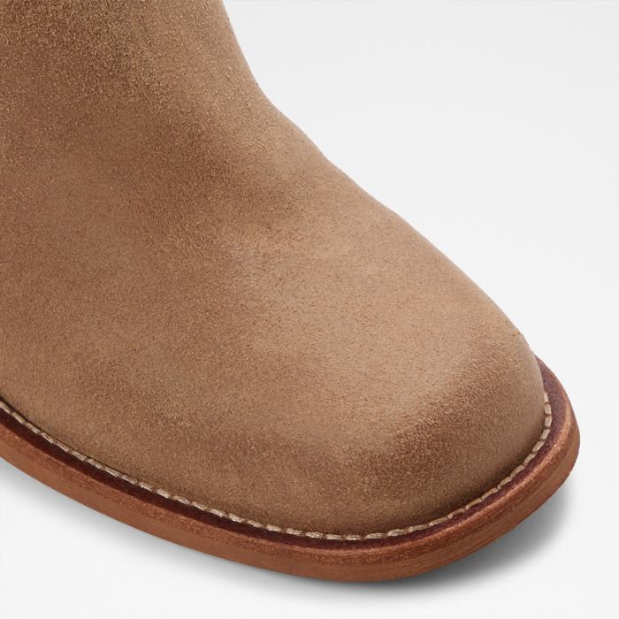 Botins em pele cognac, salto em bloco - HAVERLY