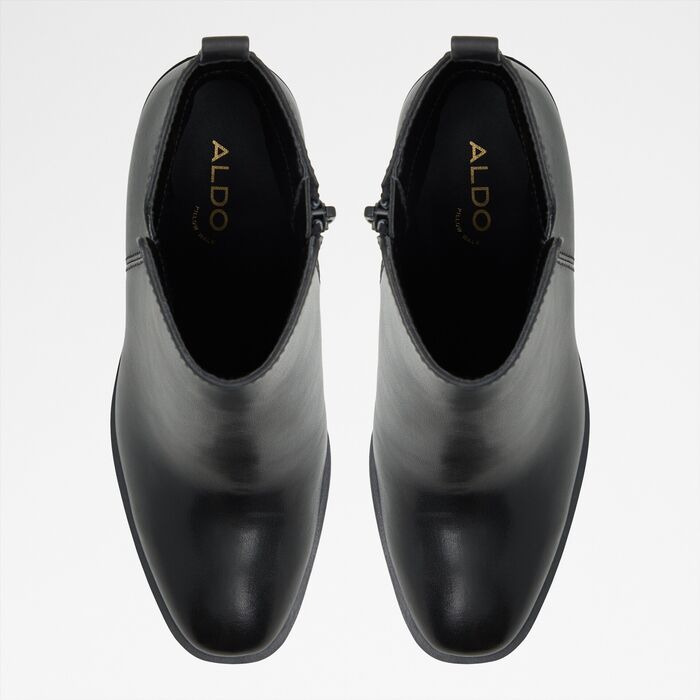 Botines en piel negro, tacón bloque - HAY