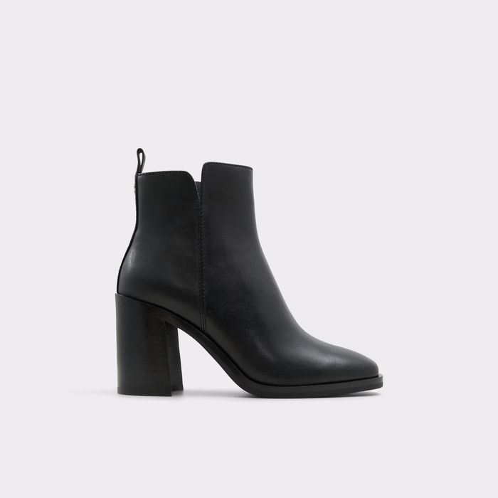 Botines en piel negro, tacón bloque - HAY
