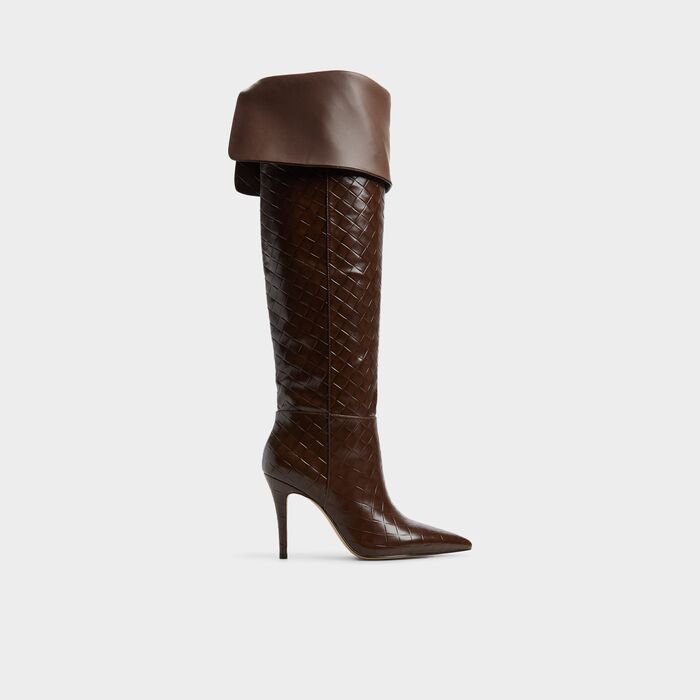 Botas de cano alto em castanho, salto fino - HILLSDON