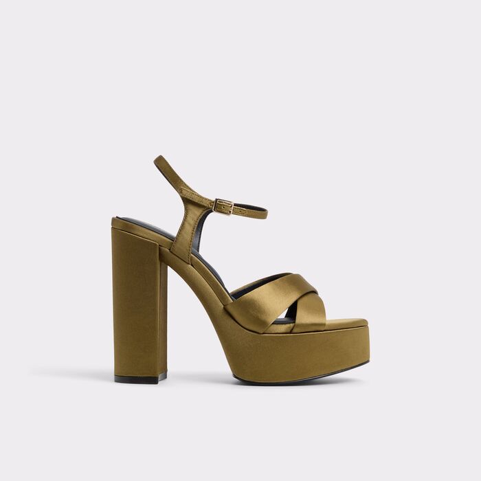 Sandalias en verde, tacón bloque con plataforma - IGNATE