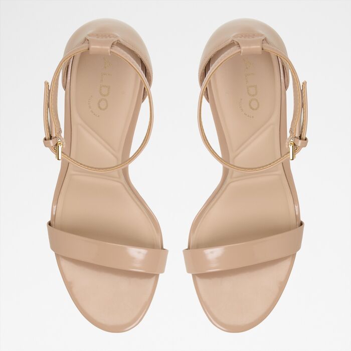 Sandalias en barniz beige, tacón de aguja - JACYNTHE