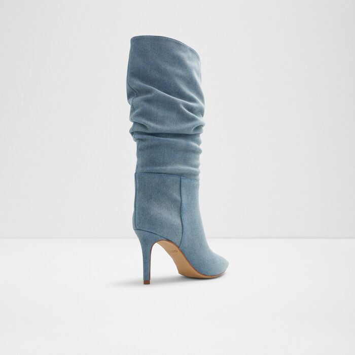 Botas em azul denim, salto fino - JALA