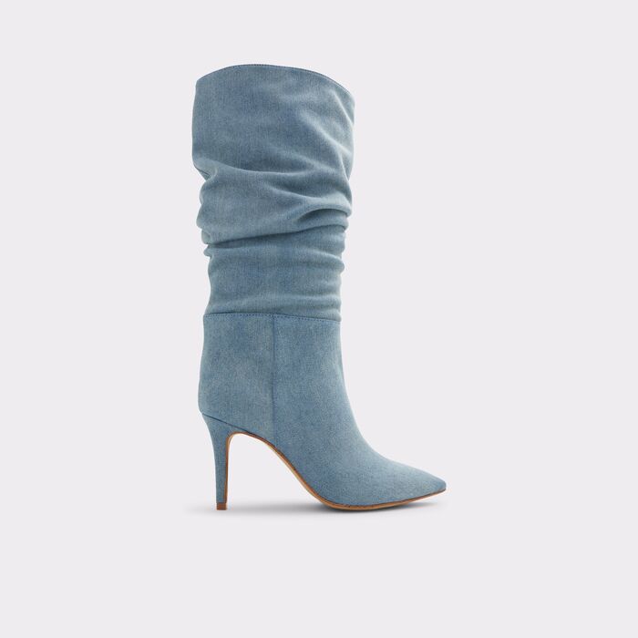 Botas em azul denim, salto fino - JALA