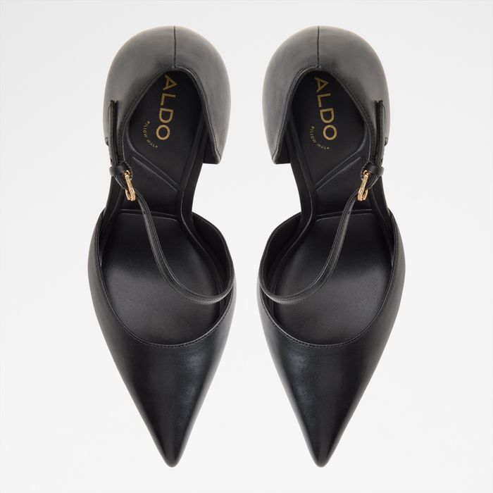 Sapatos em pele preto, salto fino - JANINNE