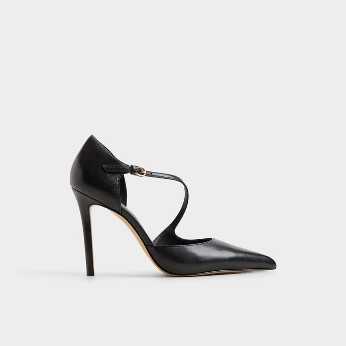 Sapatos em pele preto, salto fino - JANINNE