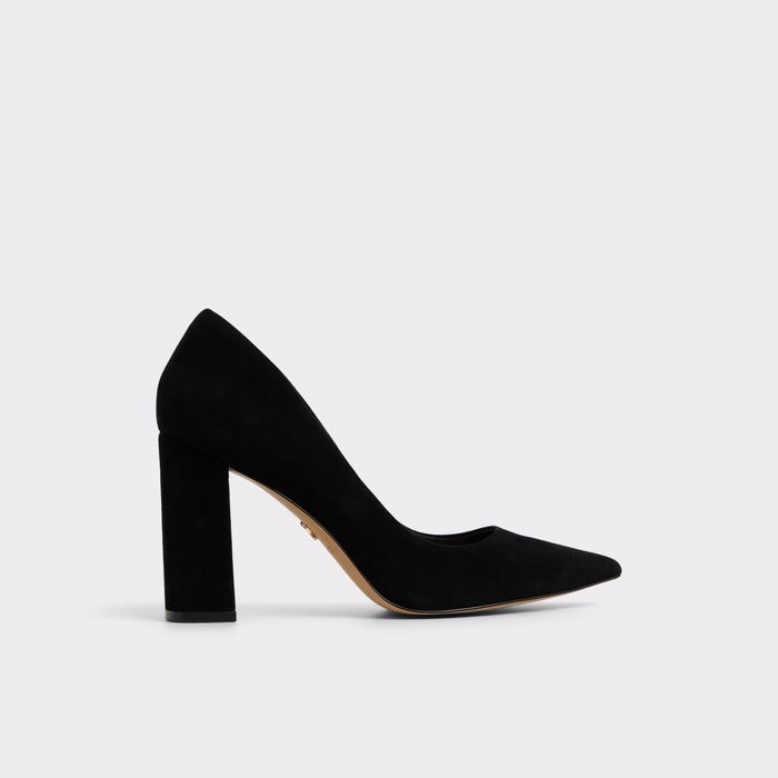 Zapatos de salón en piel negro, tacón bloque - JAVABRIRYN