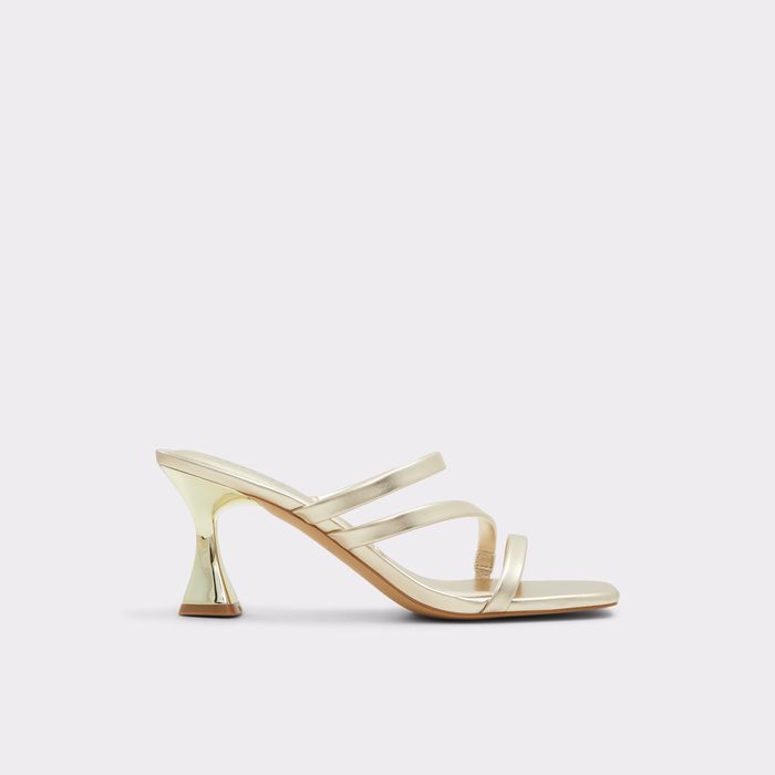 Mules en oro, tacón embudo - JEWELLA