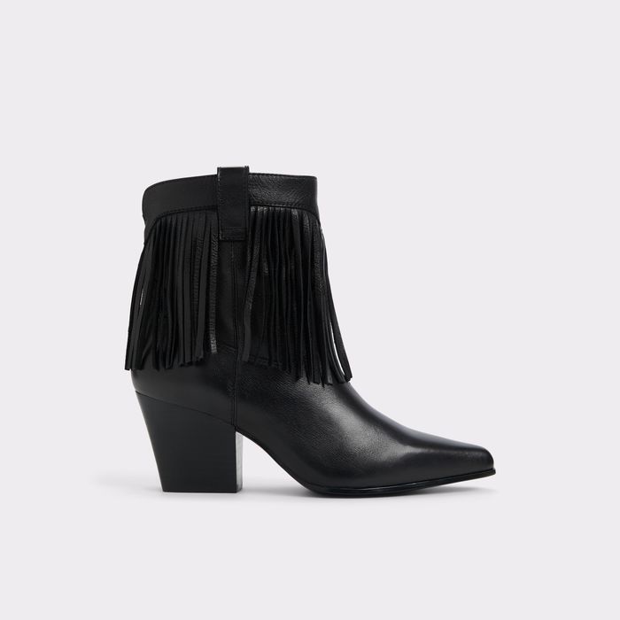 Botines en piel negro, tacón bloque - JOLLENE