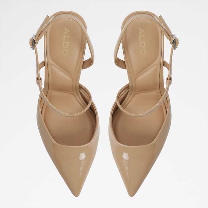 Zapatos de salón en barniz beige, tacón embudo - JULEZ