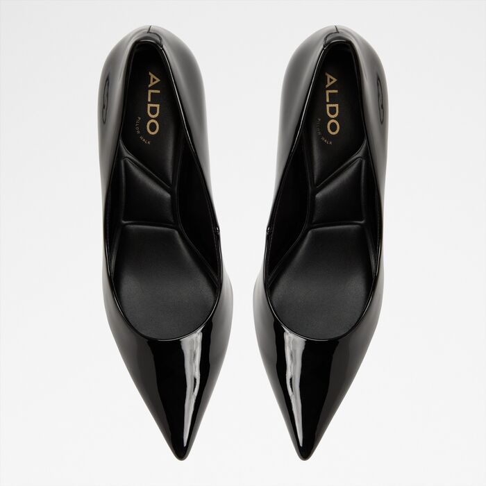 Zapatos de salón en barniz negro, tacón de aguja - KAITIE