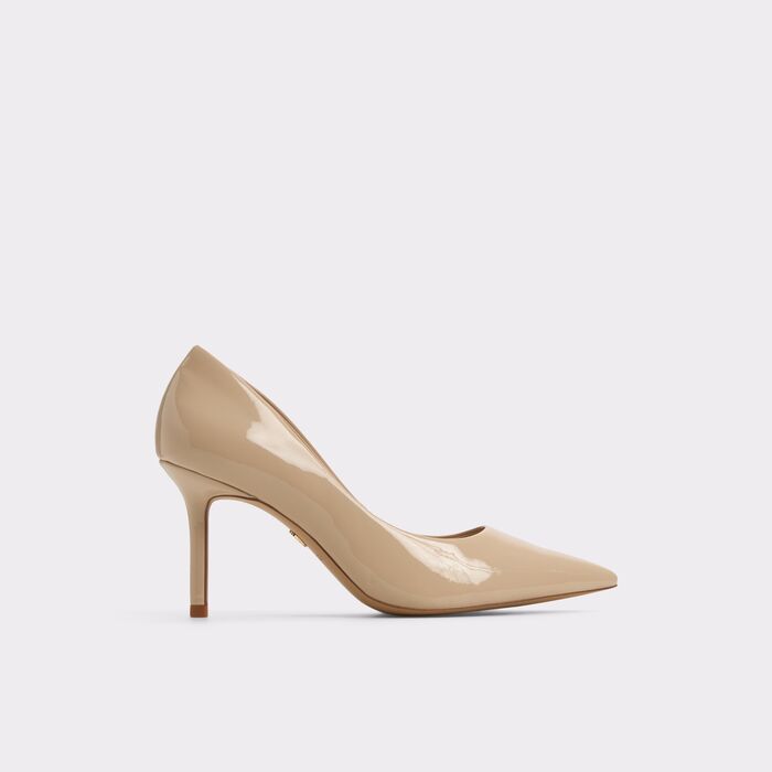 Zapatos de salón en barniz beige, tacón de aguja - KAITIE