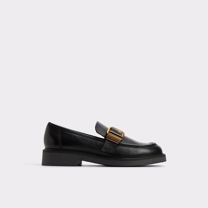 Mocassins rasos em pele preto - KALYA