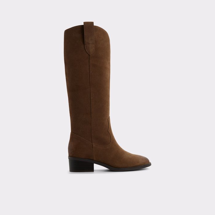 Botas rasas em pele castanho - KAYDIA