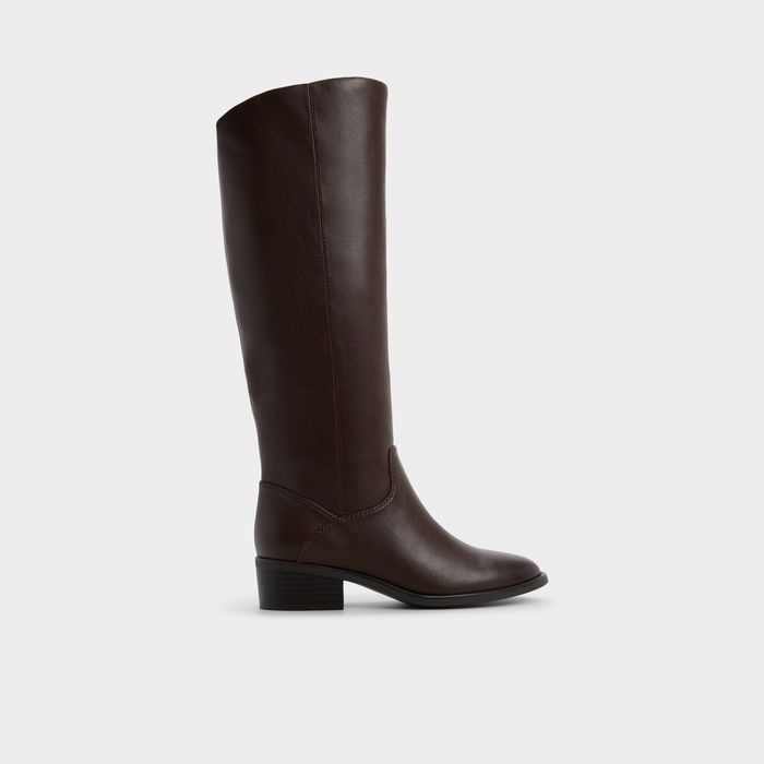 Botas de cano alto em castanho, salto em bloco - KAYDIENH