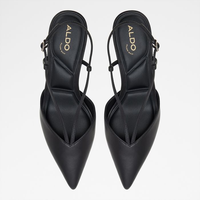 Zapatos de salón en piel negro, tacón de aguja - KAYLIN