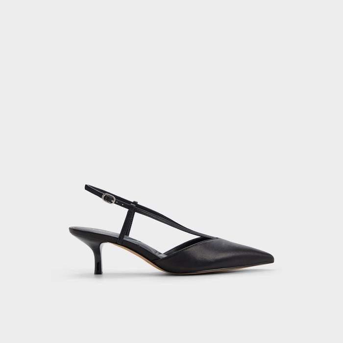 Zapatos de salón en piel negro, tacón de aguja - KAYLIN