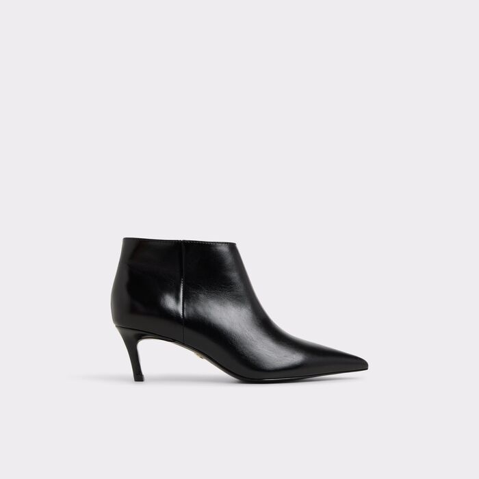 Botines en piel negro, tacón de aguja - KERALIN