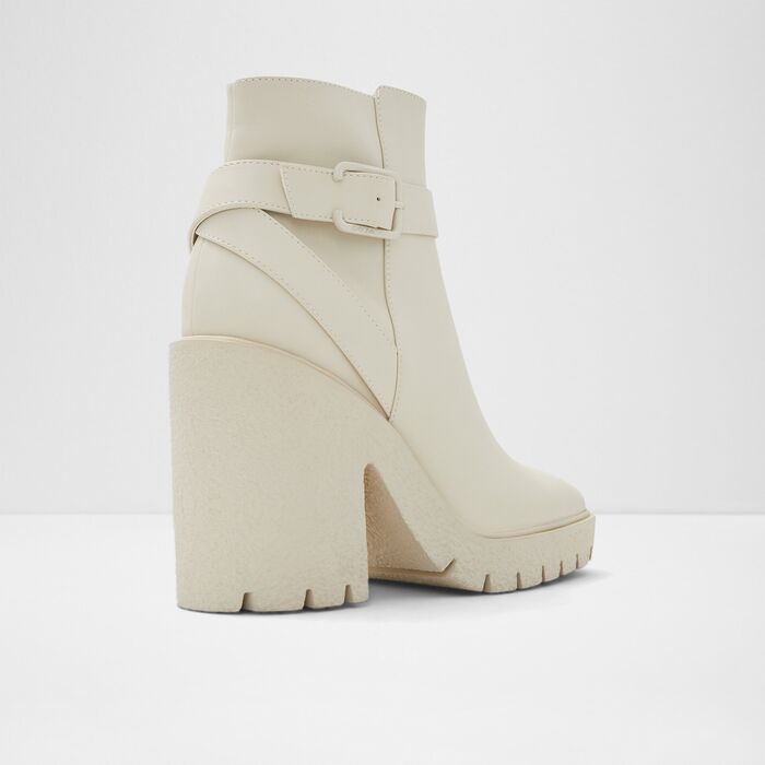 Botins em branco cru, salto em bloco - LARAH